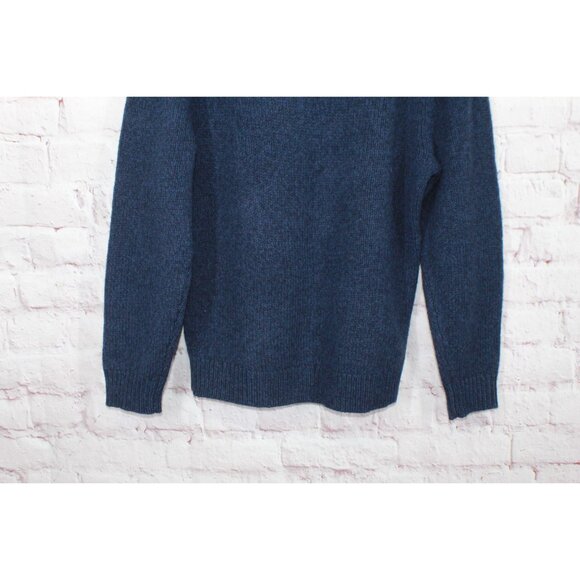 LL Bean Classic Ragg Wool Sweater Henley Nautical Navy Size Medium - Picture 4 of 10